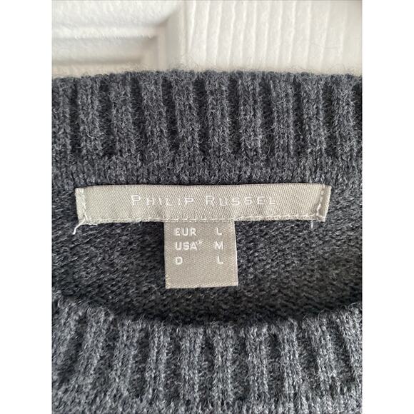 Philip Russel Womens Medium Gray Crew Neck Knit sweater Old Money - Picture 2 of 5